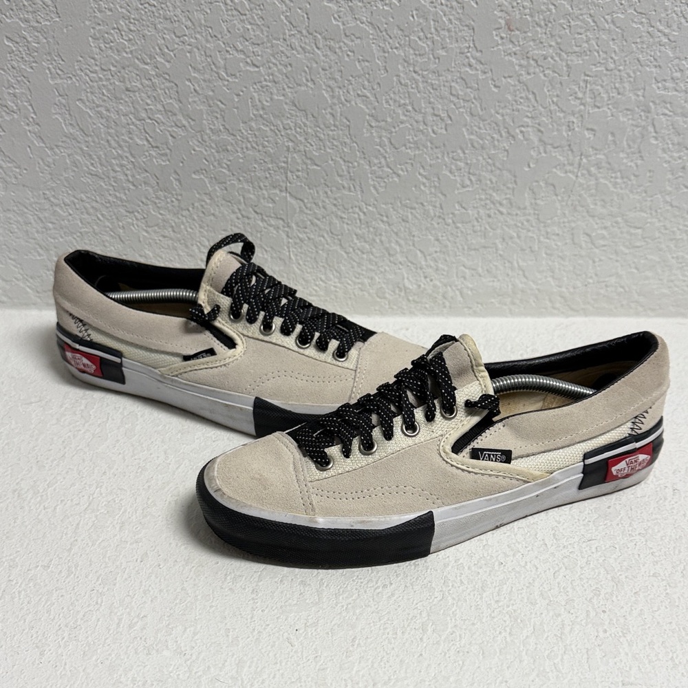 Vans unisex Beige and Black Sneakers Baseball design sneakers Woman 8.5 Mens7